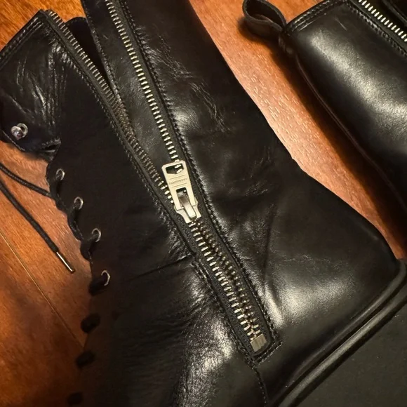 AllSaints Black Maren Leather Combat Boots Size 10 US (See details) - Picture 4 of 9